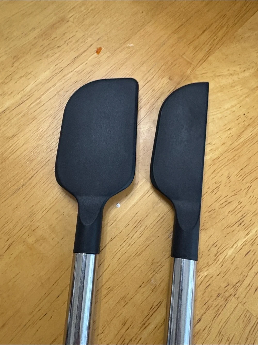 Crate&Barrel Black Silicone Spatulas with Silver Handles